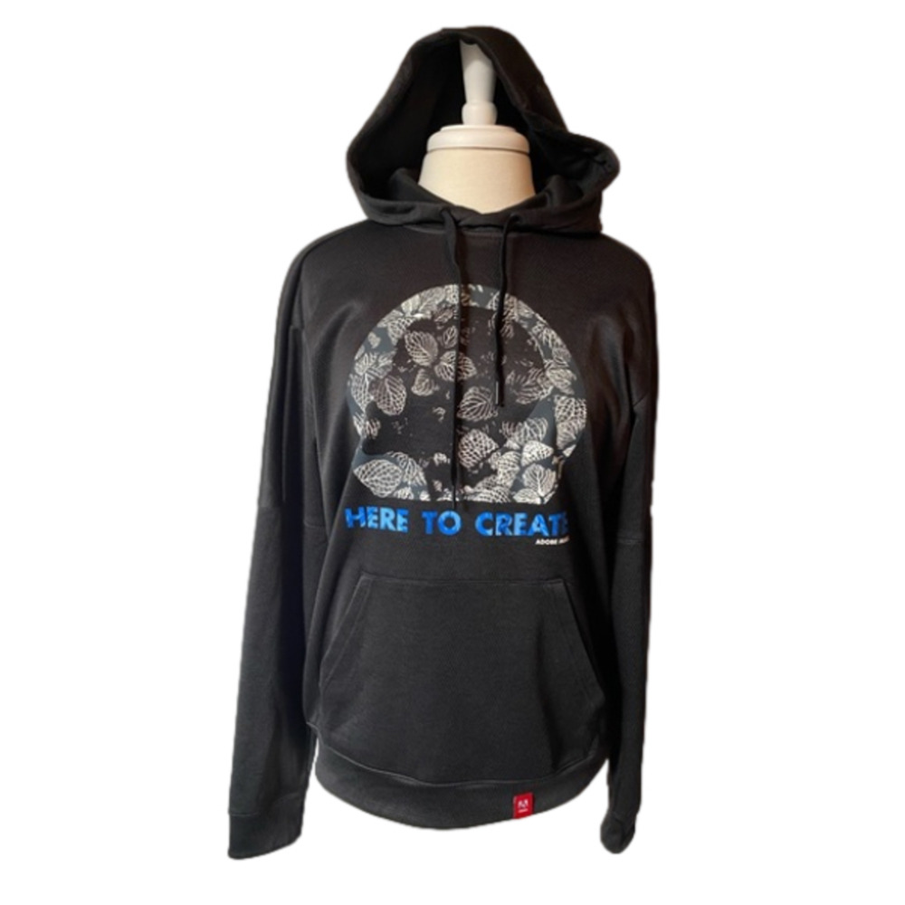 Adidas Men's Med Hoodie Here to Create Floral Graphic Athleisure Active Outdoors